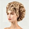 Silky Satin Sleep Cap with Tie-Up Ribbon for Women - Hair Care Hat