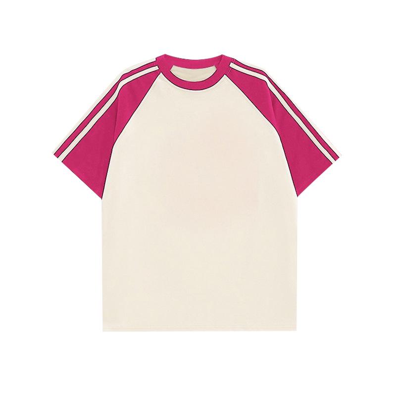 Женская контрастная футболка реглан с тремя полосками, с коротким рукавом, с индивидуальным логотипом