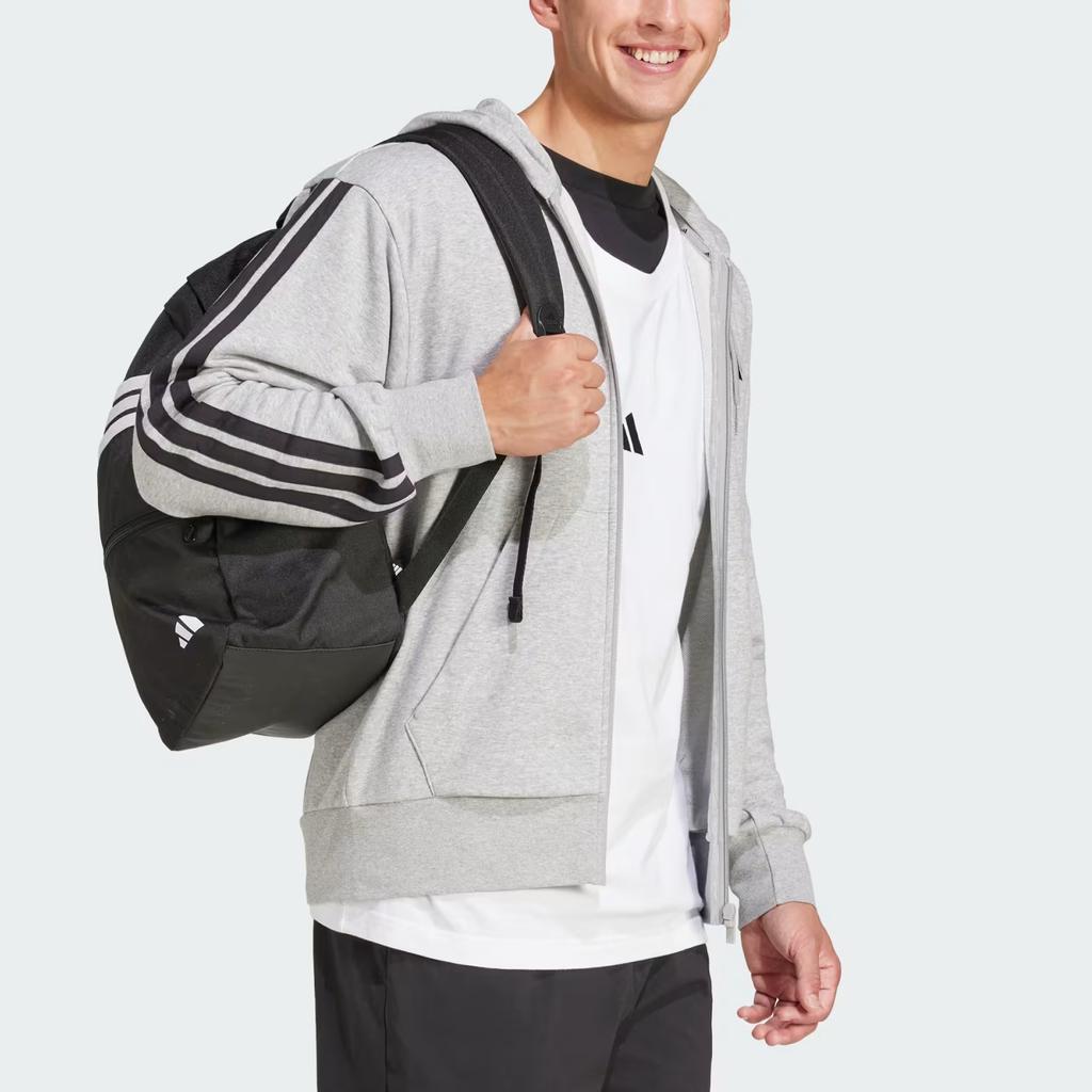 adidas Essentials 3-полоски French Terry Full-zip Hoodie Medium Grey Melon/Black Men Streetwear JE6338