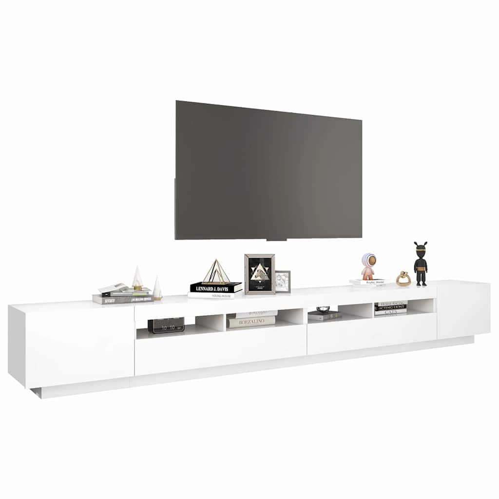 Vidaxl Szafka Pod Tv Z Oświetleniem Led, Biała, 300X35X40 Cm