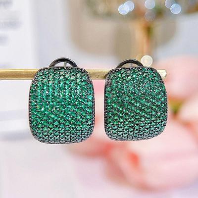 Женские серьги-кольца CMM в стиле ретро, ​​черные, золотые, полностью зеленые, с фианитом и цирконием, полукруглые, 2024, модные брендовые современные ювелирные изделия