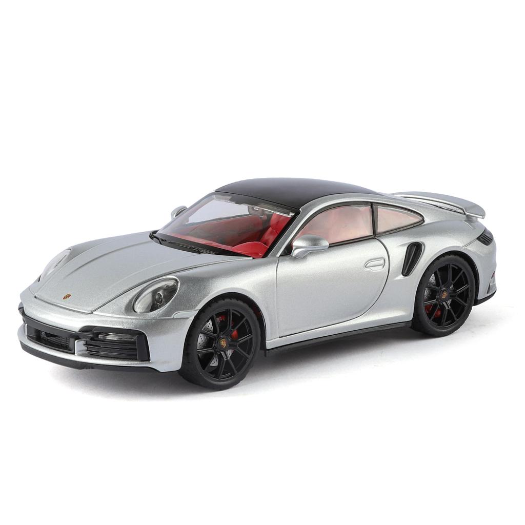 pdbn6 1/24 Porsche 911 Turbo S Diecast Alloy Metal Toy Car Miniature Model Pull Back Sound & Light Doors Openable Collection Gift Boy