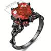 Gothic Style Ring Inlaid Heart Shape Zircon Horror Skull Design Ring