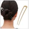 U-Shaped Hair Fork Elegant Gold Color Alloy Long Thick Hair Updo Bun French Hairpin Stick Women Girls Hair Jewelry Accessories