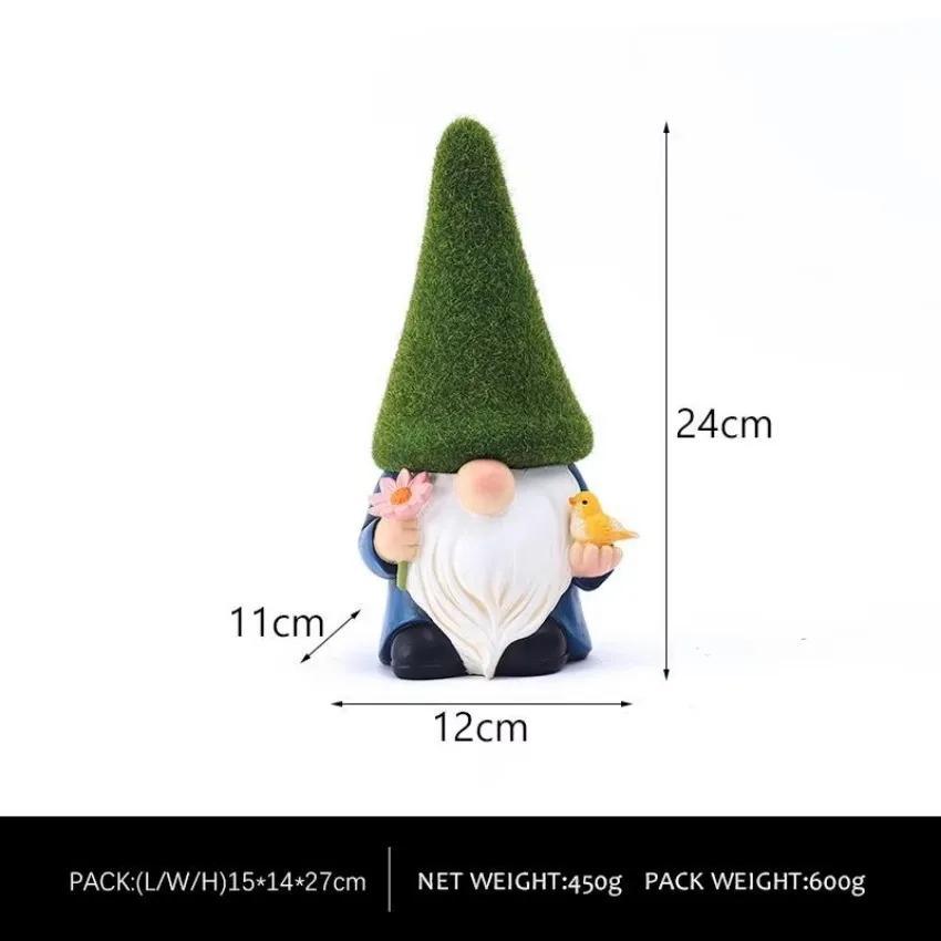 1 Pcs Dwarf Resin Ornaments Faceless Cute Dwarf Statue Home Garden Courtyard Elf Sculpture New Green Hat Old Man