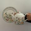 2x China Teapot Porcelain Coffee Jug with Saucer Milk Water Kettle for Afternoon Tea Birthday