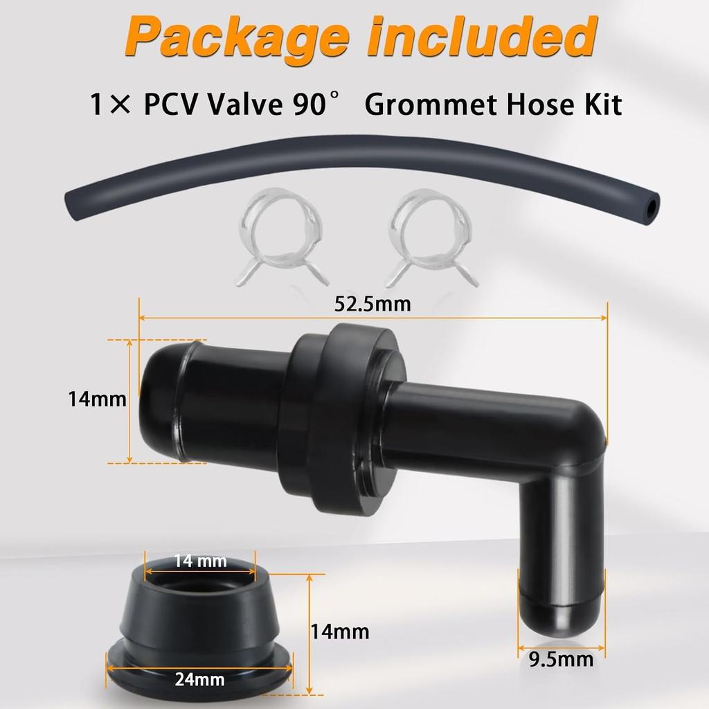 PCV Valve 90° & Grommet & Hose Kit Compatible with Honda Accord Odyssey Civic Prelude Acura Lexus Isuzu Replace# 17130-PK1-003 17139-PK1-000