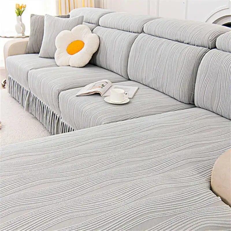 Жаккардовые флисовые чехлы для диванов с юбкой, эластичный матрас для дивана на 1/2/3/4 места, удобный универсальный чехол для углового дивана