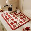 Tabletop Drainage And Water Absorption Pad Cute Apple Grid Pattern Insulation Meal Pad