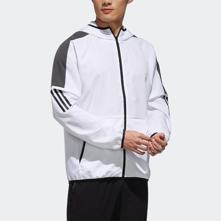 adidas Casual Sports Contrasting Colors hooded Woven Jacket White Men's DV0941