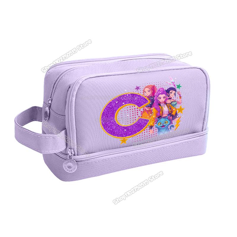 Kpop Demon Hunters Letter A-Z Pencil Bag Rumi Mira Zoey Girl Student Pencil Case High-capacity Stationery Pouch School Supplies