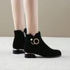 Autumn and Winter Thick Heeled Short Boots Women's Shoes Ankle Boots Low Heels Short Cow Suede Shoes Women's Boots