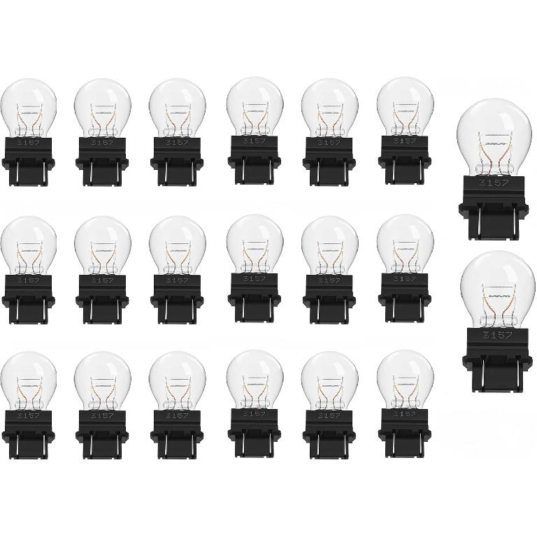 20 Pack 3157 3457 4157 Bulb Brake/Tail/Turn Signal Light/DRL(Daytime Running Lights) 3157Ll 12V P27/7W 3047 3057 4057 4114 Trailer Bulbs Fit For F150
