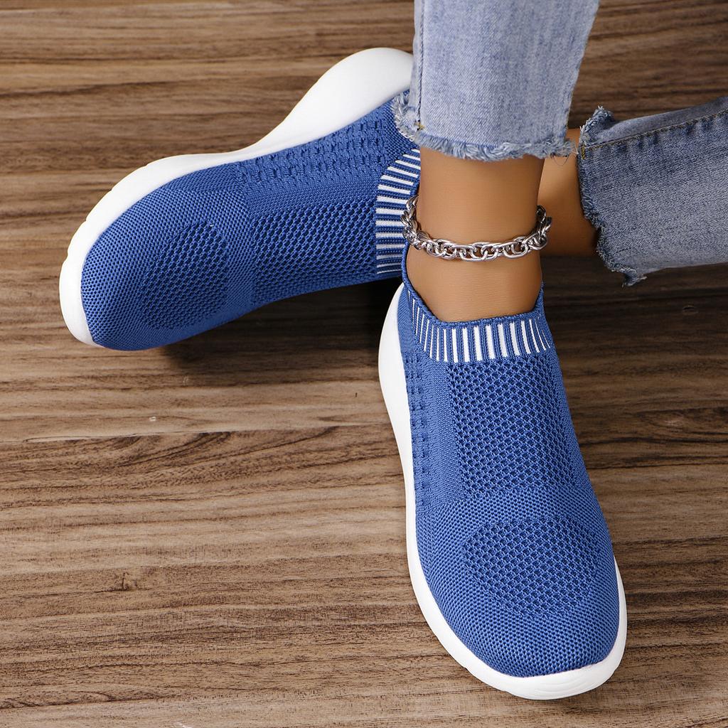 Модные сетчатые дышащие вязаные кроссовки женские легкие нескользящие женские кроссовки для бега большого размера 43 на танкетке повседневные туфли для женщин