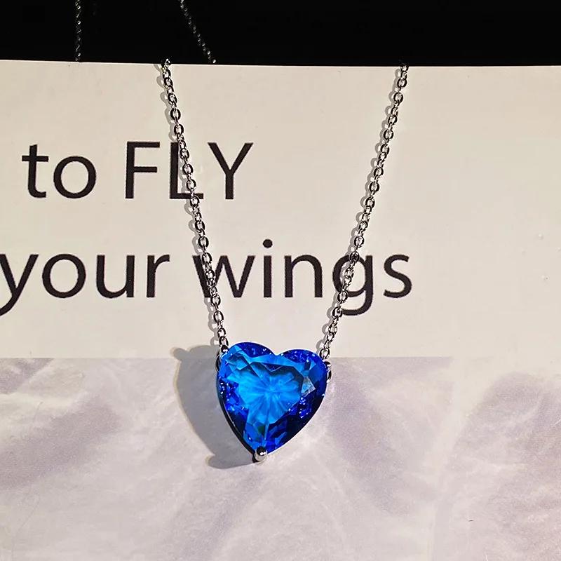 Новое Простое Ожерелье Титаник Сердце Океана Синий Кристалл Сердце Любви Навсегда Подвеска Ожерелье для Женщин Свадебная Вечеринка Ювелирные Изделия