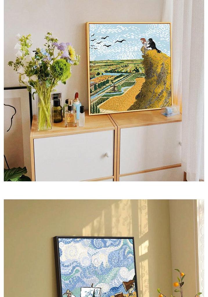 Van Gogh Decorative Paintings: Bedroom, Starry Night, Wheat Field, Sunflower, Living Room & Children's Wall Art Collection.