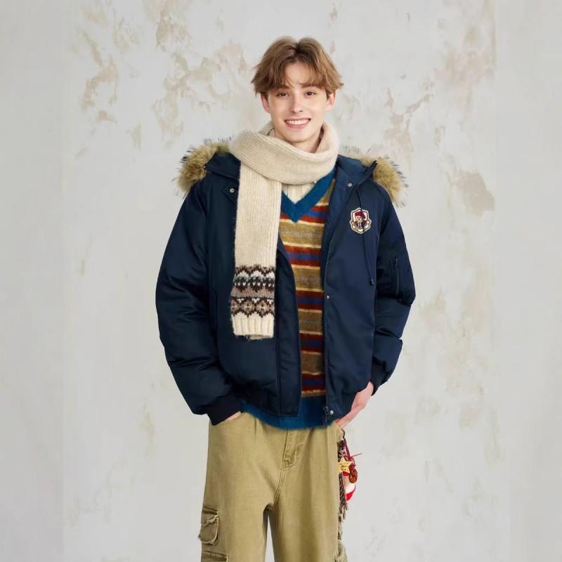 Hooded Fleece Parka Couples 2026 Winter Warm Padded Jacket Short Workwear Cotton Coat