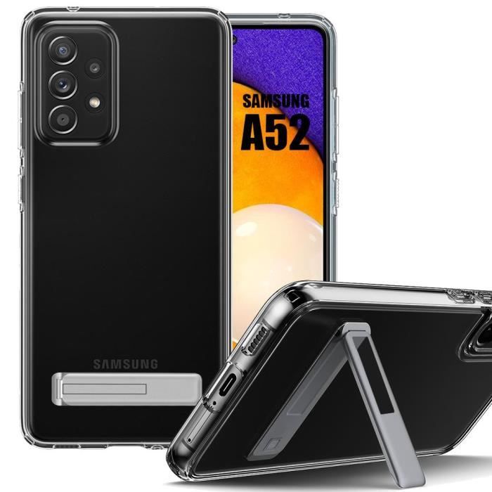 ТПУ чехол для Samsung Galaxy A52 4G-5G A52s 5G Противоударная защита Прозрачный с серебристой подставкой