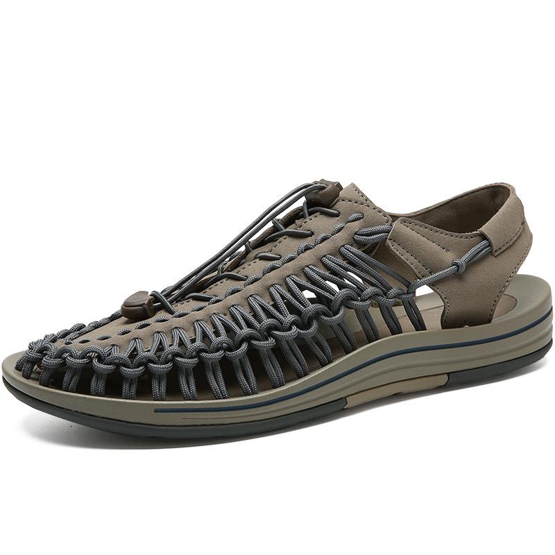 Summer Men's Casual Beach Shoes Knitted Sandals Couple Sandals Roman Sandals Outdoor Hollow-out Large Size Hiking Shoes