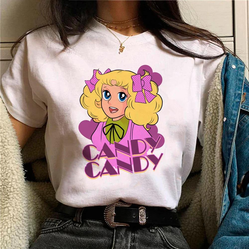 Candy Top Женская дизайнерская футболка Мода Девушка Харадзюку Летняя Хлопковая Футболка с Принтом Летняя Повседневная Удобная Футболка Топ