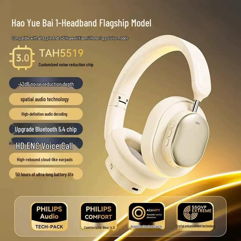 Philips TAH5519 Беспроводные накладные наушники с шумоподавлением