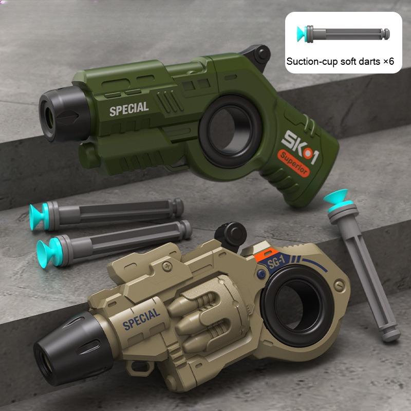 EDC Игрушка-спиннер Мини-бластер, набор из 2 шт. с кольцом-спиннером, включает 6 дротиков на присосках, игрушка для снятия стресса, подарок для мальчиков и подростков