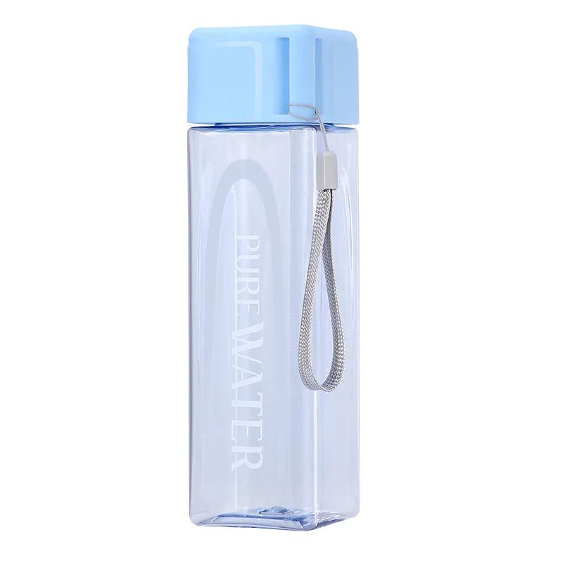 500ml Simple Square Water Bottle Personalized Portable Creative Portable Cup Leak Proof Heat-resistant Plastic Sport Bottle