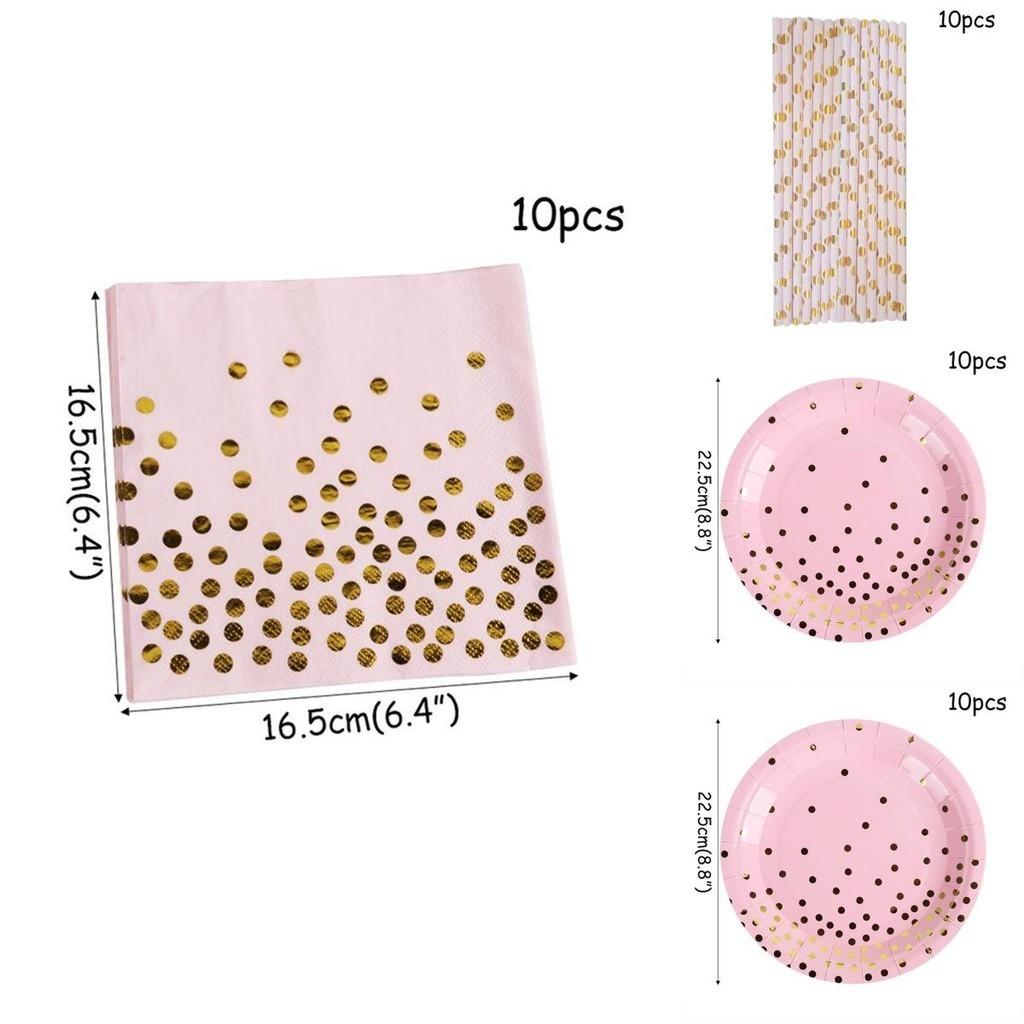 Восхитительная розово-золотая одноразовая посуда для создания праздничной атмосферы