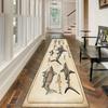 Retro Vintage Various Shark Species Print Long Runner Rug, Non-Slip Washable Rug for Kitchen, Entryway, Bathroom & Living Room