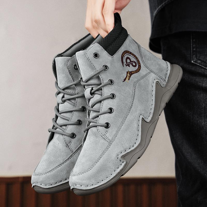 Мужские высокие кожаные туфли на шнуровке повседневные кроссовки размера плюс 39-46