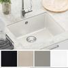 White Kitchen Sink 530 x 460 mm Made of 80percent  Quartz and 20percent  Resin