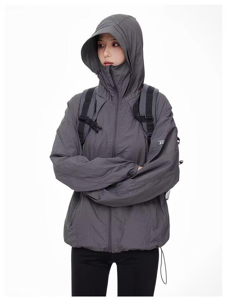 Ретро Хип-Хоп Унисекс Тонкая Куртка с Капюшоном - UPF50+ Быстросохнущая Защита от Солнца