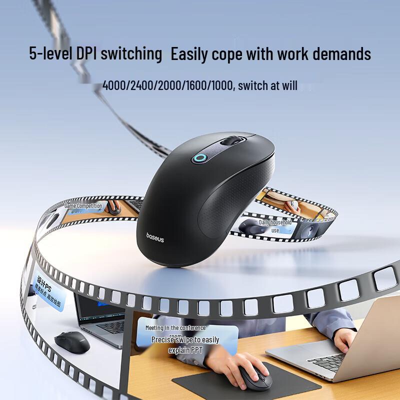 Baseus F02 Эргономичная беспроводная бесшумная мышь с двумя режимами