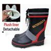 Men's Steel-Spiked Anti-Slip High Top Rubber Boots for Outdoor Fishing & Snow