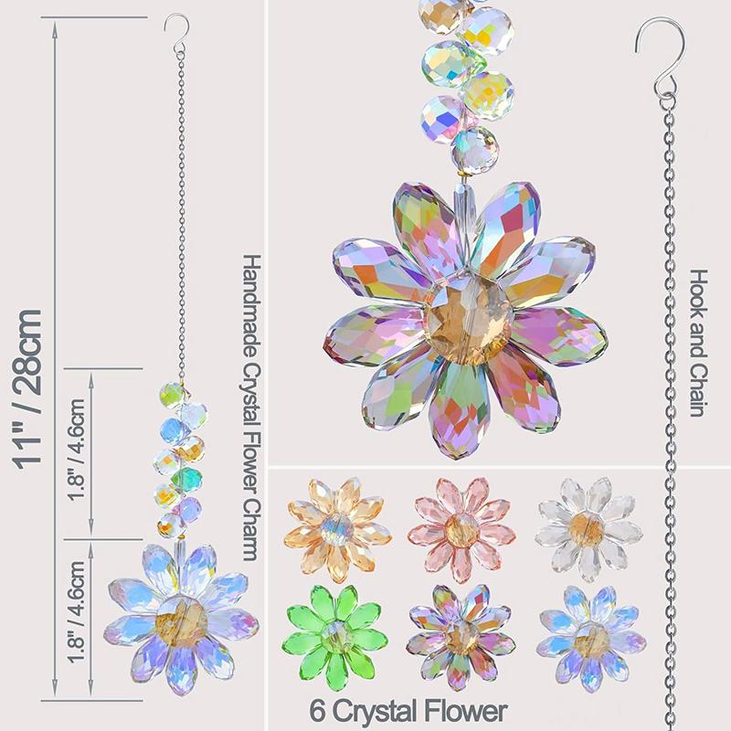6 шт. Подвесные украшения в виде ловца солнца в виде подсолнуха, производитель радуги, ловец солнца для внутренних окон, садовые декоративные подарки