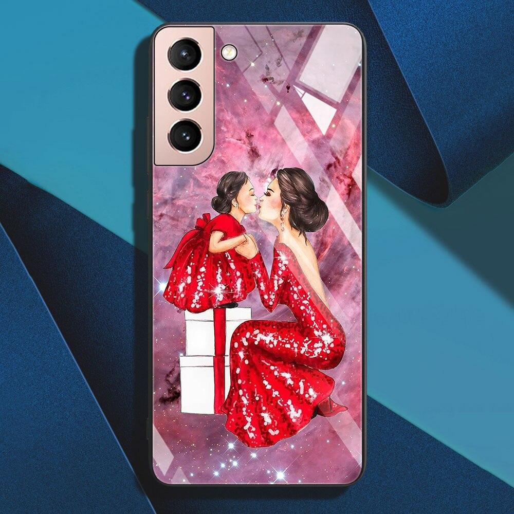 Чехол из закаленного стекла для девочек, супер мам, женщин, для Samsung Galaxy S21 S20 FE Note 20 Ultra 10 Lite 9 S10 S9 Plus S10e