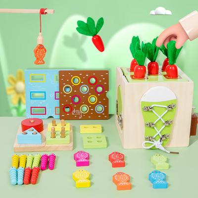 Деревянные детские игрушки, парные для ловли насекомых, рыболовная тяга, набор для ловли редиса, многофункциональная головоломка