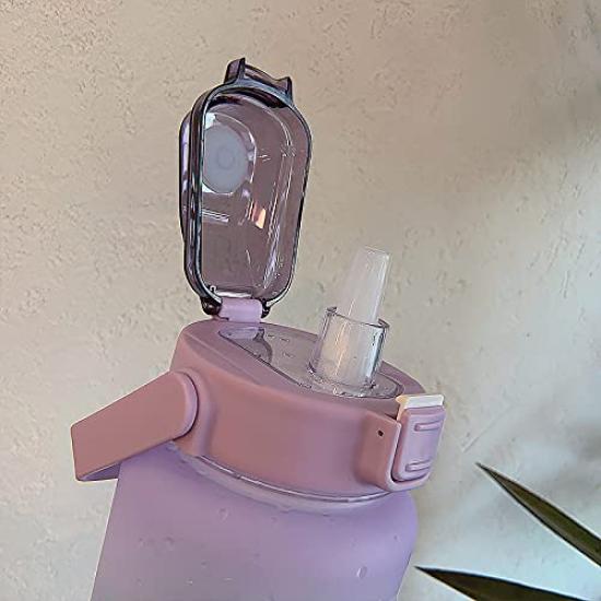 Бутылка TSQIBU, бутылка для воды большой емкости 2000 мл, портативная спортивная бутылка для воды с трубочкой, не содержащая бисфенол-А, пластиковая бутылка для воды для взрослых и детей, для занятий спортом на открытом воздухе