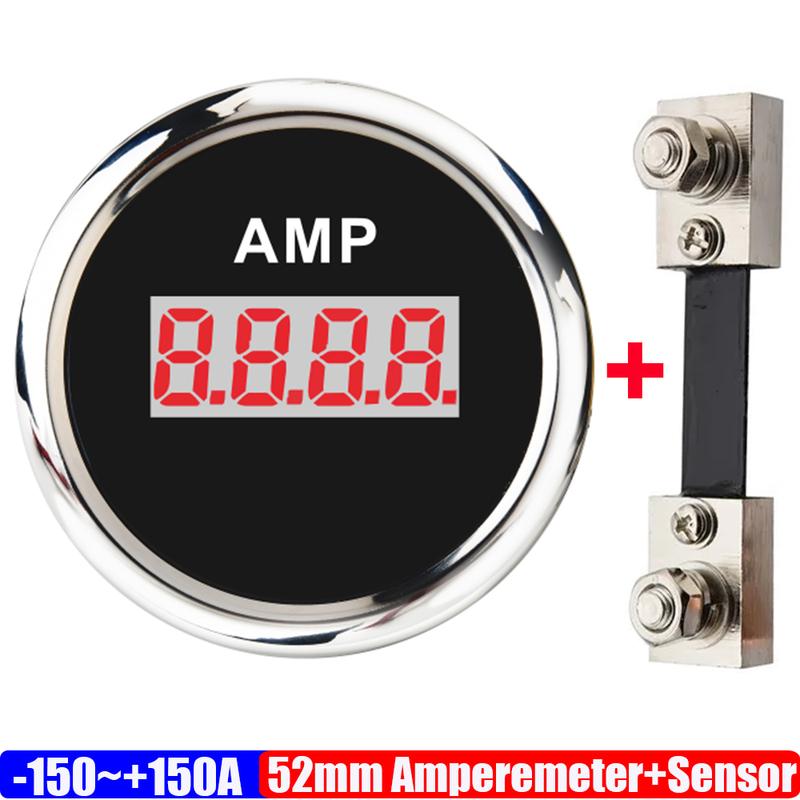 Цифровой амперметр 52 мм Амперметр AMP-метр +/-100А +/-150А С датчиком тока С красной подсветкой 12В/24В Индивидуальный