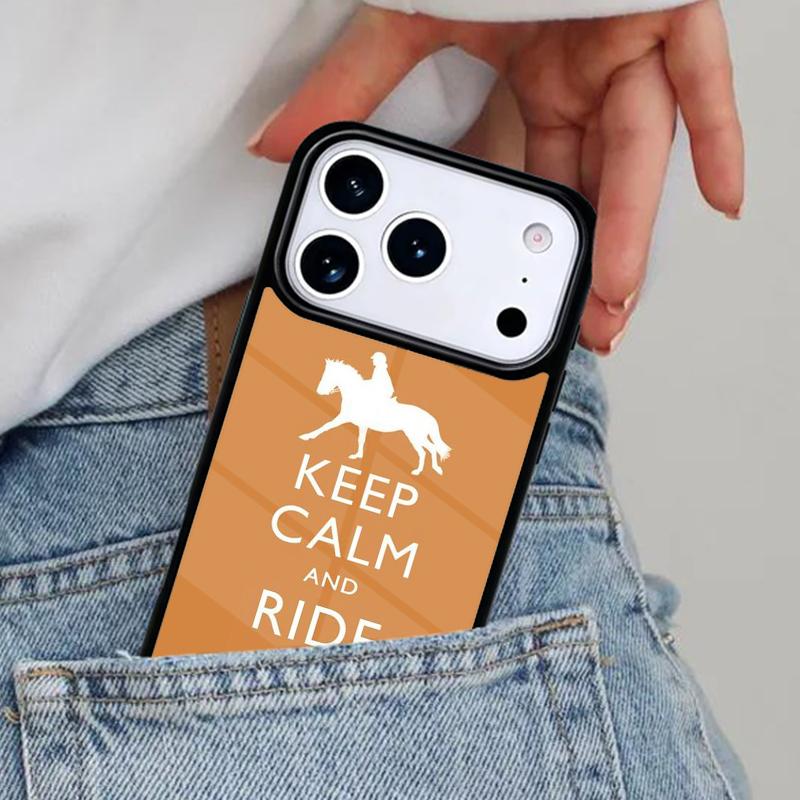Keep Calm and Ride On Love Horse Phone Case for iPhone 16e 15 14 13 12 17 Pro Max Plus Air 17pro Cover Coque