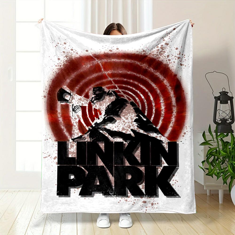 Linkin Park Logo with Megaphone Design Patterned flannel blanket perfect for the bedroom living room, sofa, or a little nap