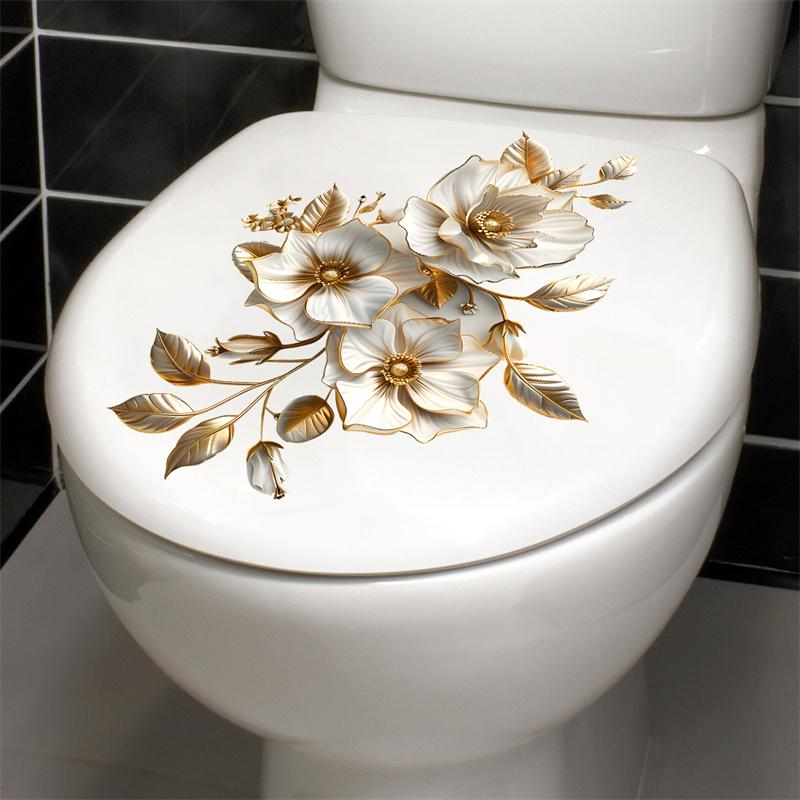 Beautiful Lotus Toilet Sticker Bathroom Toilet Cover Decorative Sticker Waterproof Self Adhesive