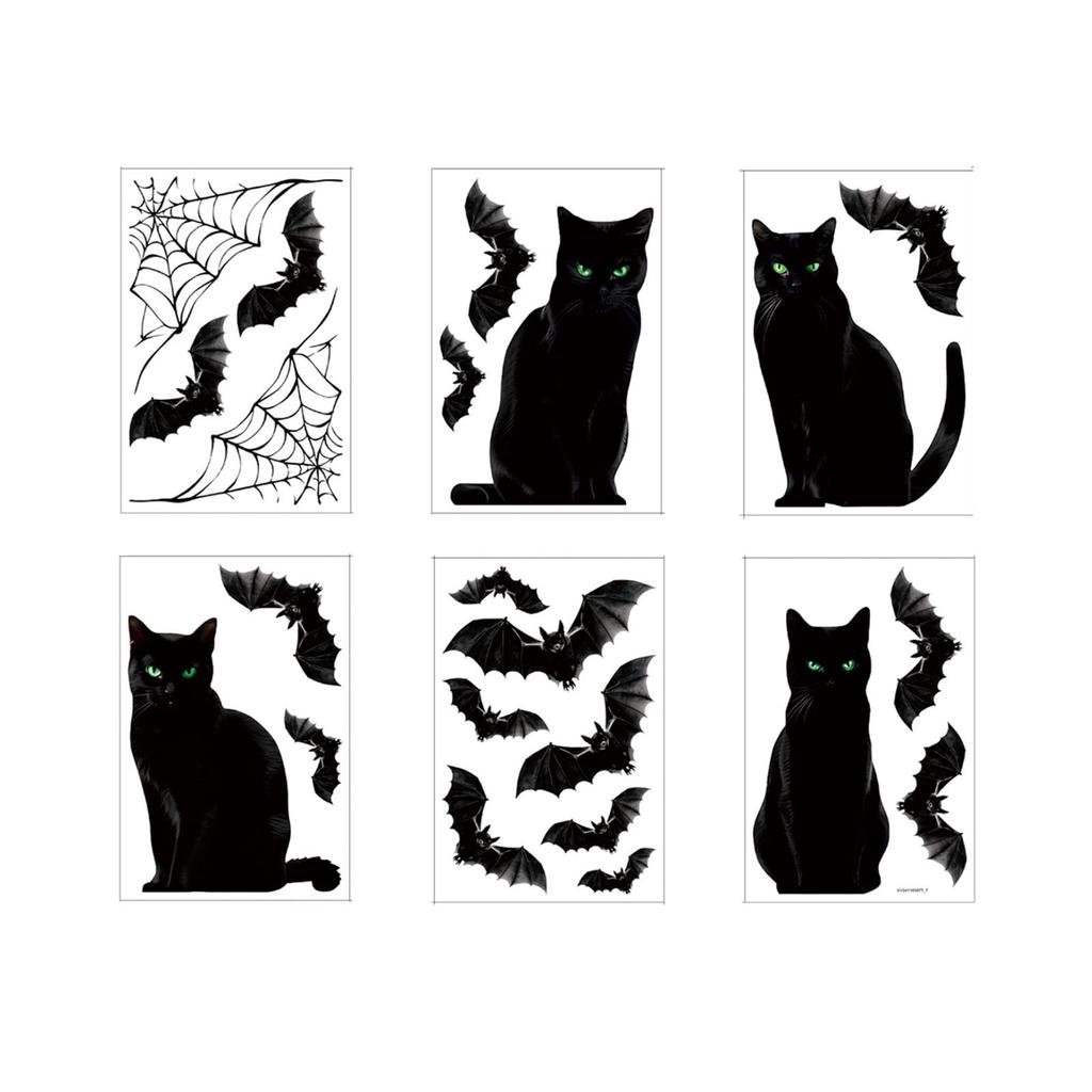 Halloween Decorative Window Stickers Bats Holiday Party Living Room Wall Decoration Stickers Pvc Self Adhesive