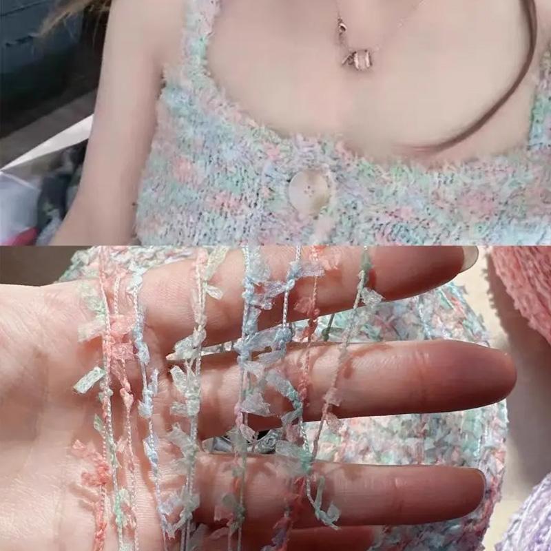 1PC Rainbow 160M Scarf Hat Sweater Colorful 50g/roll DIY Butterfly Paper Yarn Crochet Thread Fancy Blend