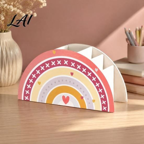 Classroom Supplies Organizer Wooden Rainbow Pencil Holder Cute Desk Organizer School Office Art Supply for Girls Kids Teacher Appreciation