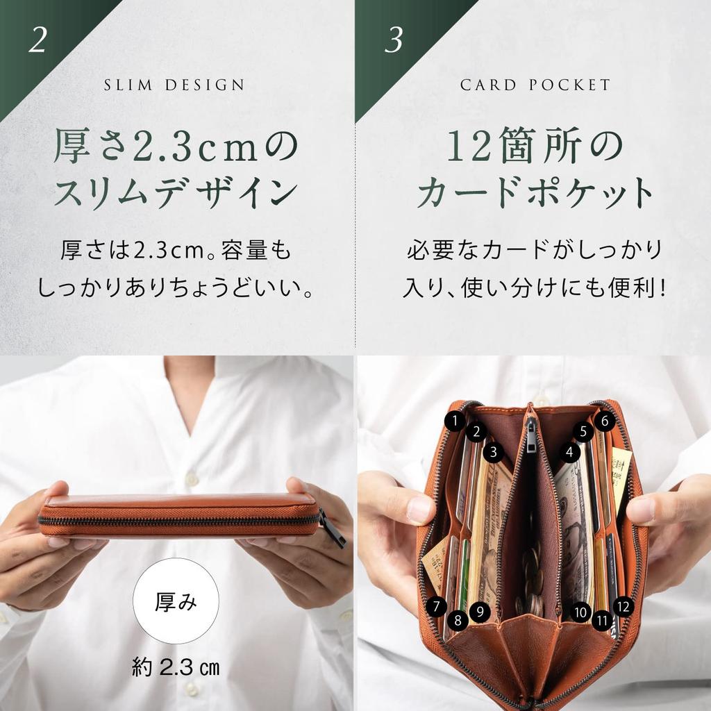 MURA Зеленый кошелек из козьей кожи, длинный, с дизайном и функциональностью, мужской, на молнии по кругу, с защитой от считывания (зеленый)