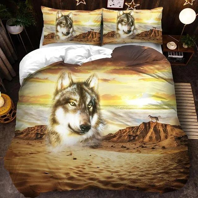 3D Wolf Bedding Set Black White Duvet Cover For Adults Bedroom Luxury Comforter Set Queen King 220x240 Size Aniaml Bed Set