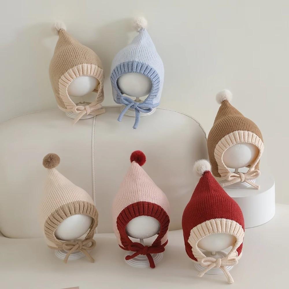 Windproof Ear Protection Hat Cute Pompom Toddler Beanie Fashion Knitted Hat Winter