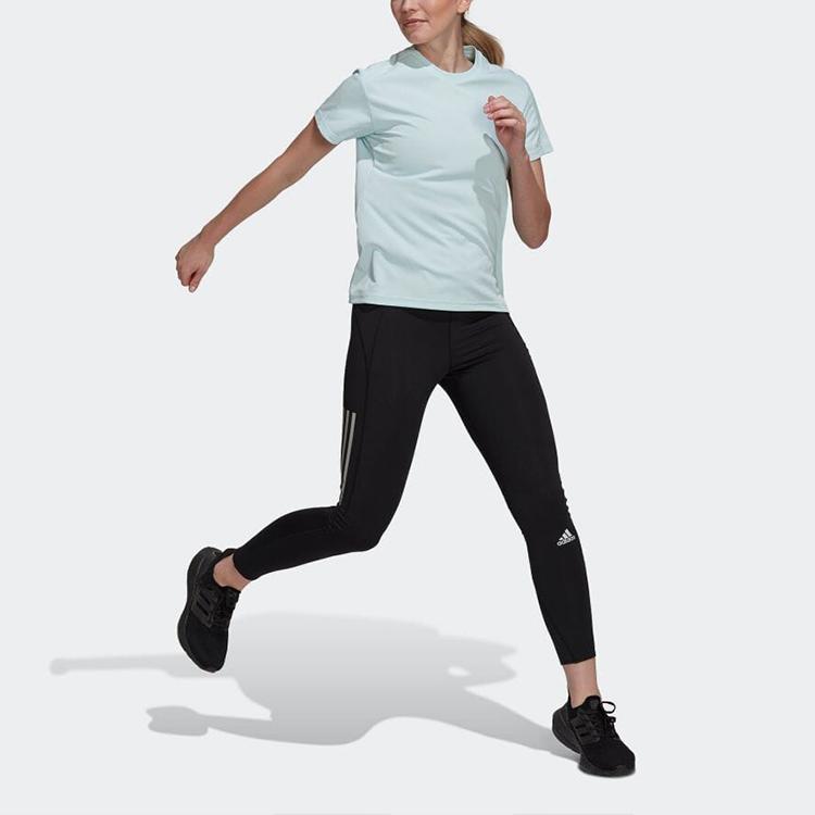 Adidas Футболка с круглым вырезом и логотипом в американском стиле с коротким рукавом, женская футболка, светло-голубая HL1456