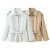 Za Autumn and Winter New Arrivals Women's Clothing Zr European and American Style Belted Lapel Solid Color Loose Pocket Short Trench Coat